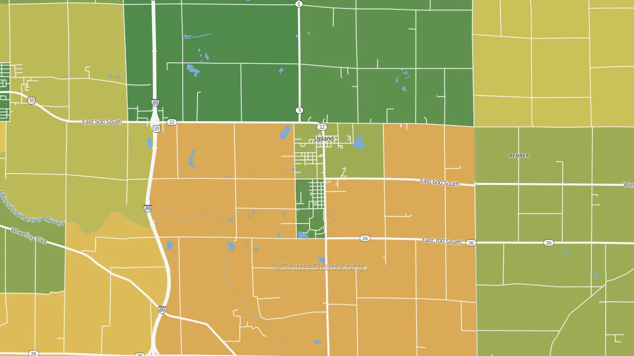Upland, IN Map of Drug-Related Crime Rates