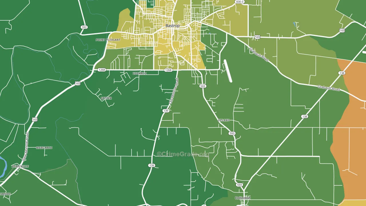 Upland, LA Map of Drug-Related Crime Rates