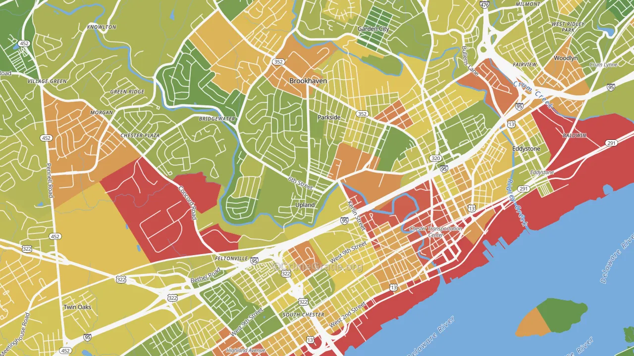 Upland, PA Map of Drug-Related Crime Rates
