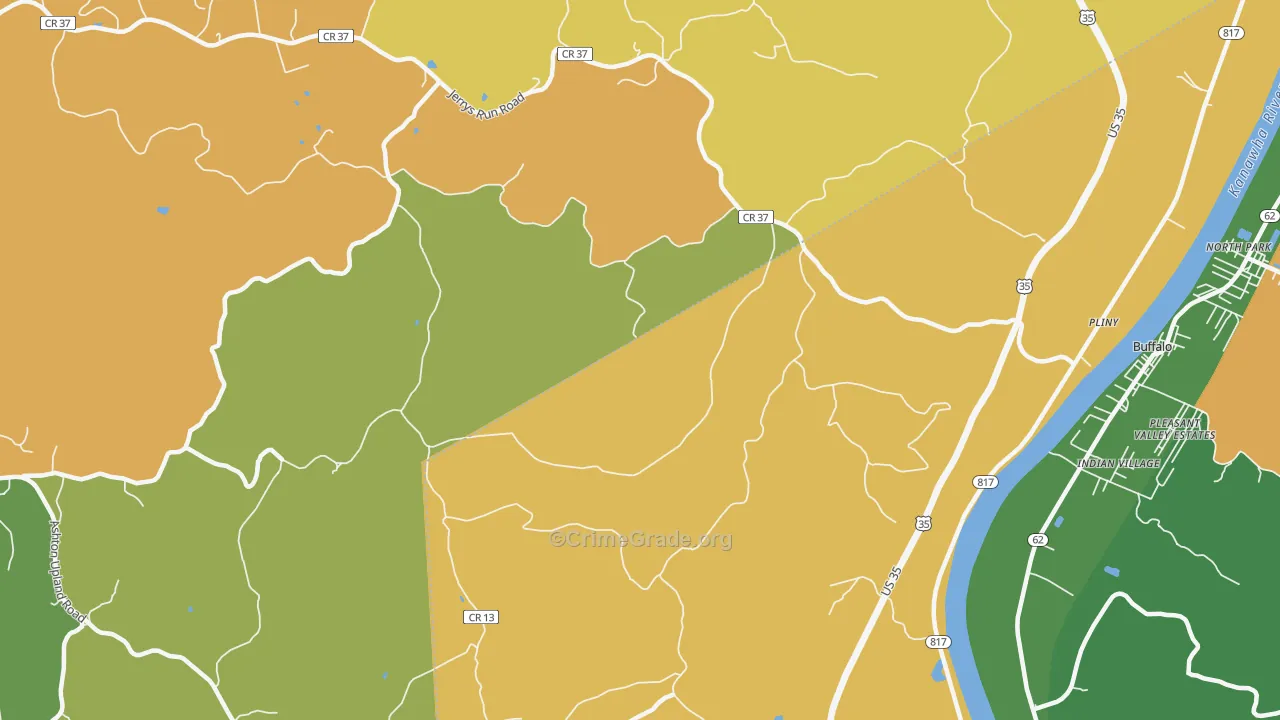 Upland, WV Map of Drug-Related Crime Rates