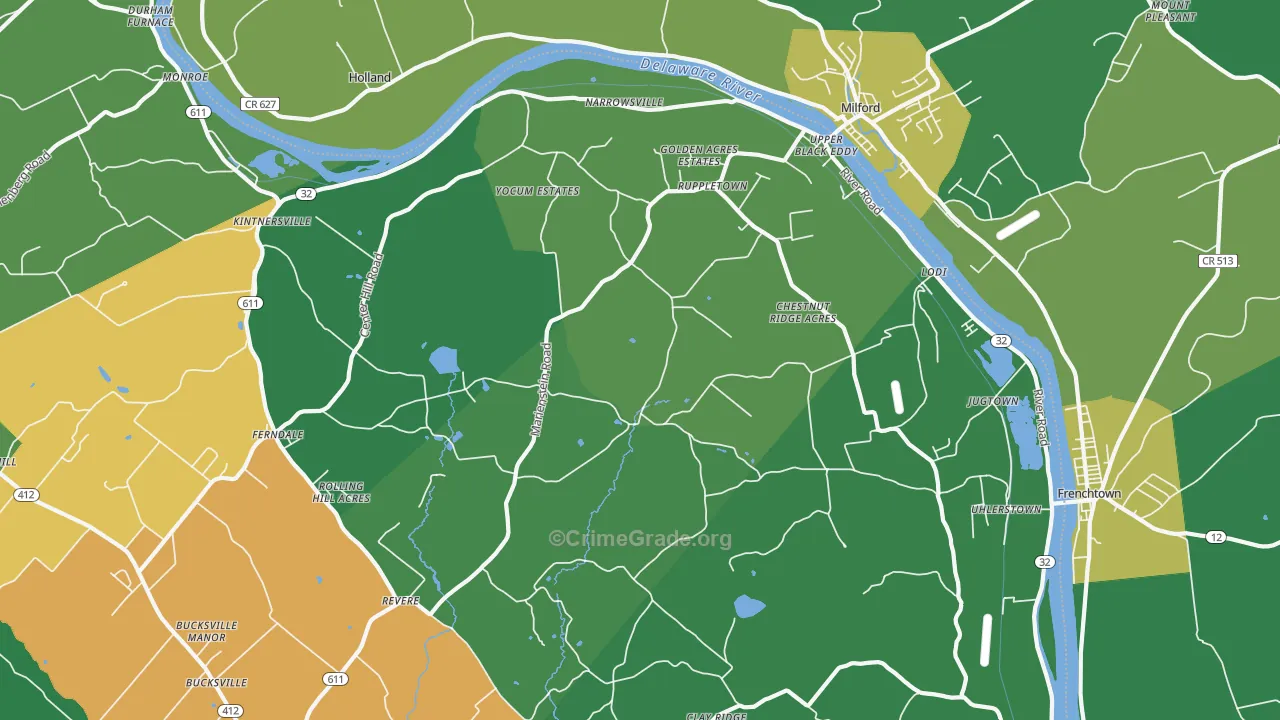 Upper Black Eddy, PA Map of Drug-Related Crime Rates