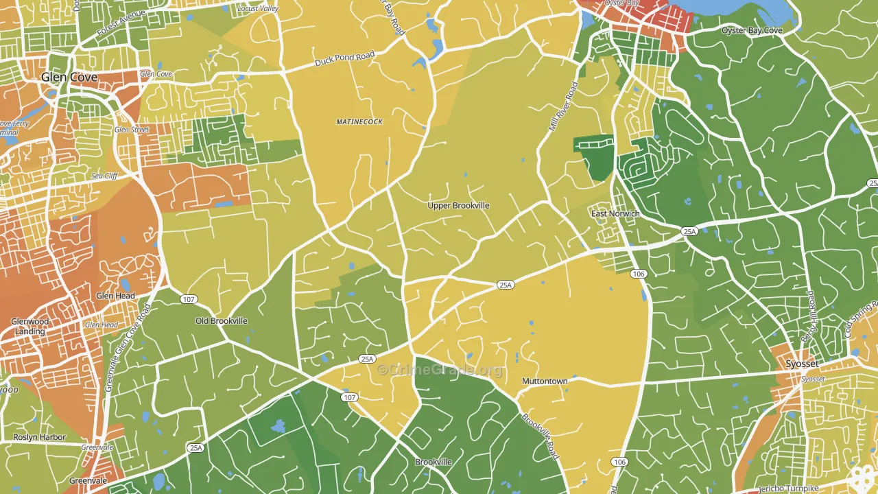 Upper Brookville, NY Map of Drug-Related Crime Rates