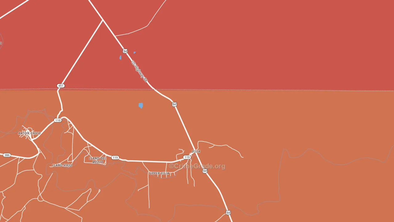 Upper Dilia, NM Map of Drug-Related Crime Rates