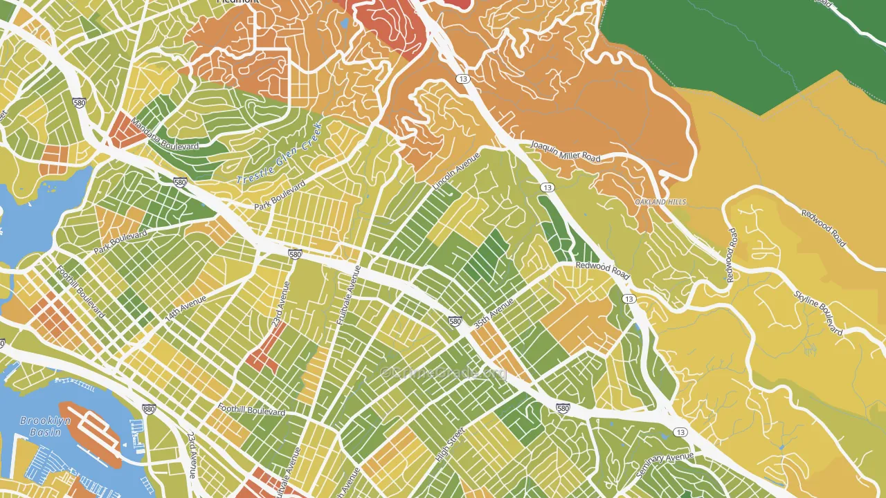 Upper Dimond, Oakland, CA Map of Drug-Related Crime Rates