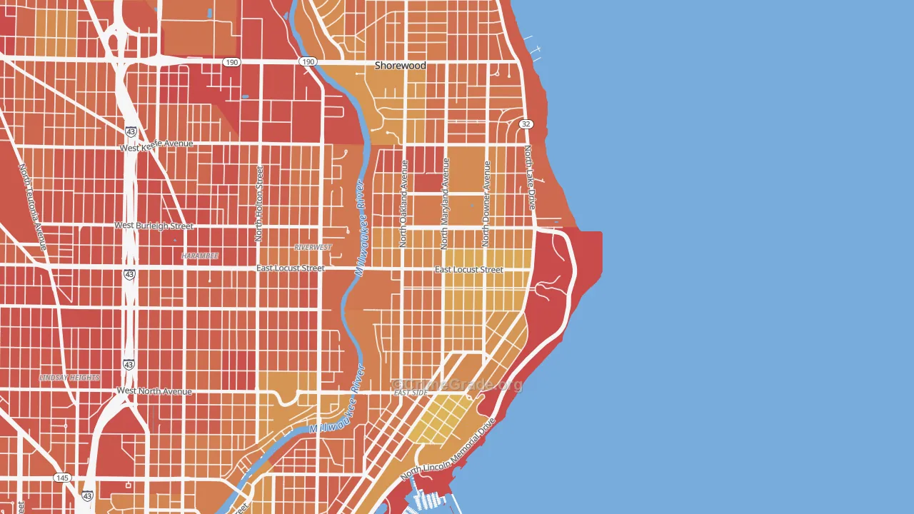 Upper East Side, Milwaukee, WI Map of Drug-Related Crime Rates