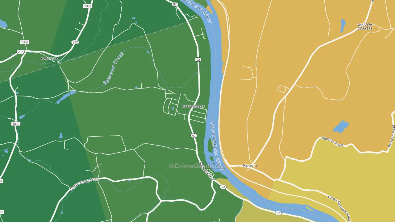 Upper Exeter, PA Map of Drug-Related Crime Rates