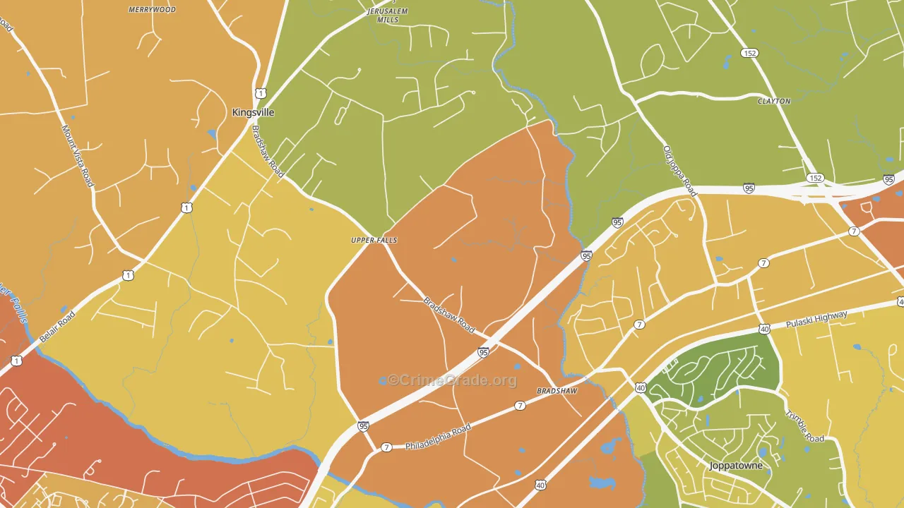 Upper Falls, MD Map of Drug-Related Crime Rates