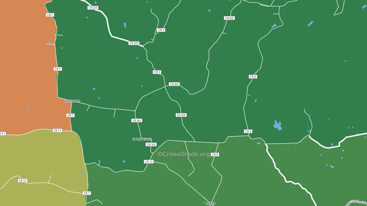 Upper Flats, WV Map of Drug-Related Crime Rates