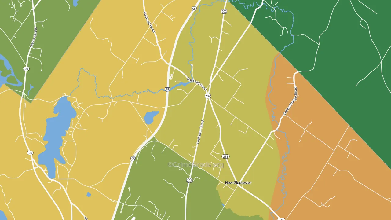 Upper Gloucester, ME Map of Drug-Related Crime Rates