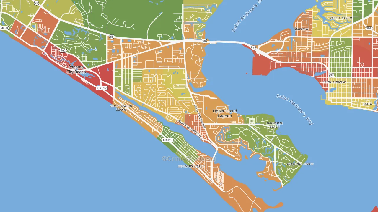 Upper Grand Lagoon, FL Map of Drug-Related Crime Rates
