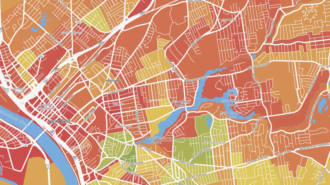 Upper Hill, Springfield, MA Map of Drug-Related Crime Rates