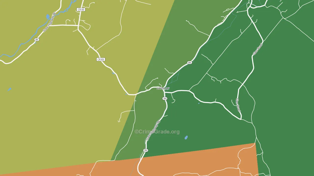 Upper Jay, NY Map of Drug-Related Crime Rates