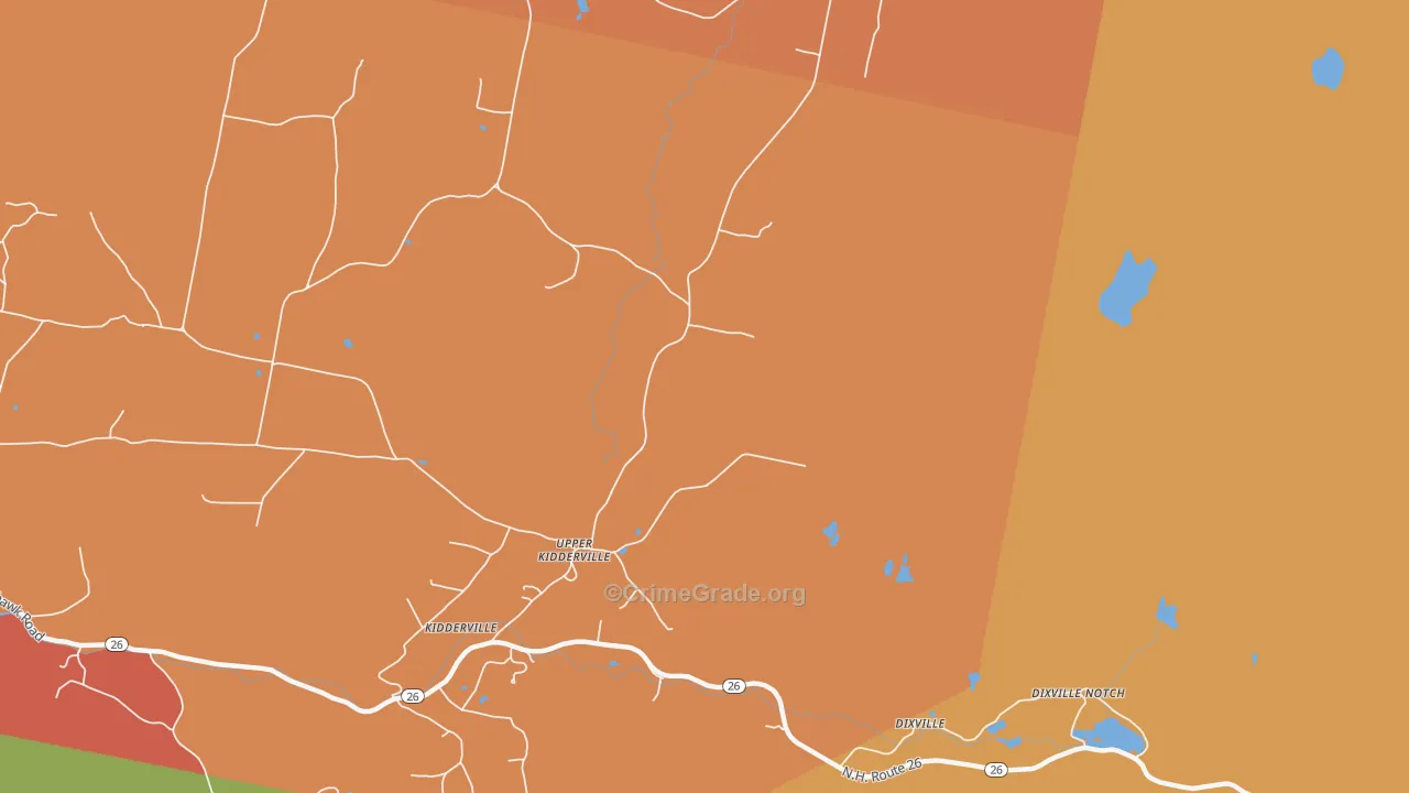 Upper Kidderville, NH Map of Drug-Related Crime Rates