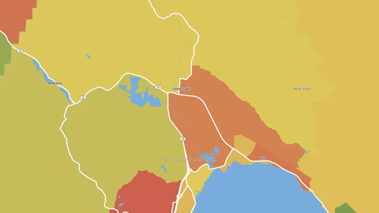 Upper Lake, CA Map of Drug-Related Crime Rates