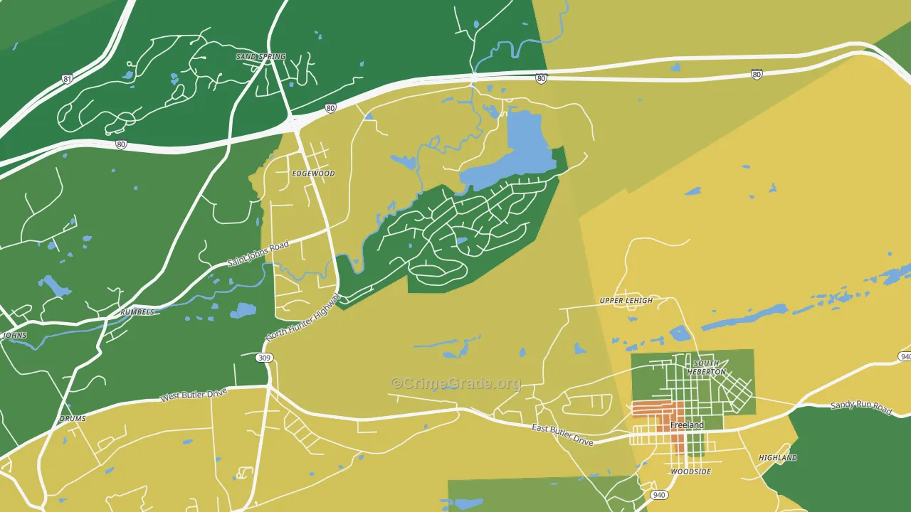 Upper Lehigh, PA Map of Drug-Related Crime Rates