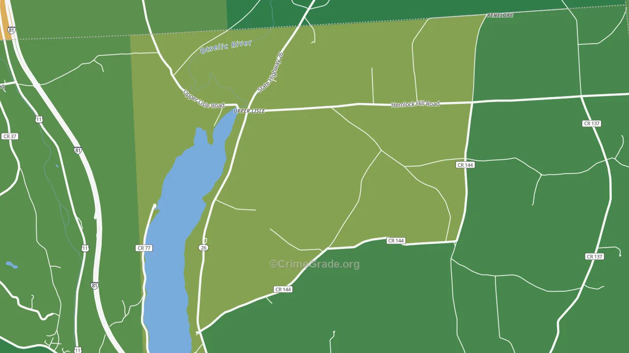 Upper Lisle, NY Map of Drug-Related Crime Rates