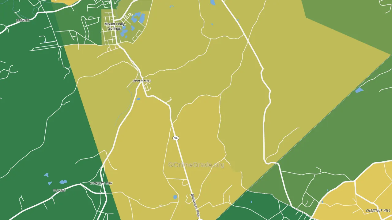 Upper Mill, PA Map of Drug-Related Crime Rates