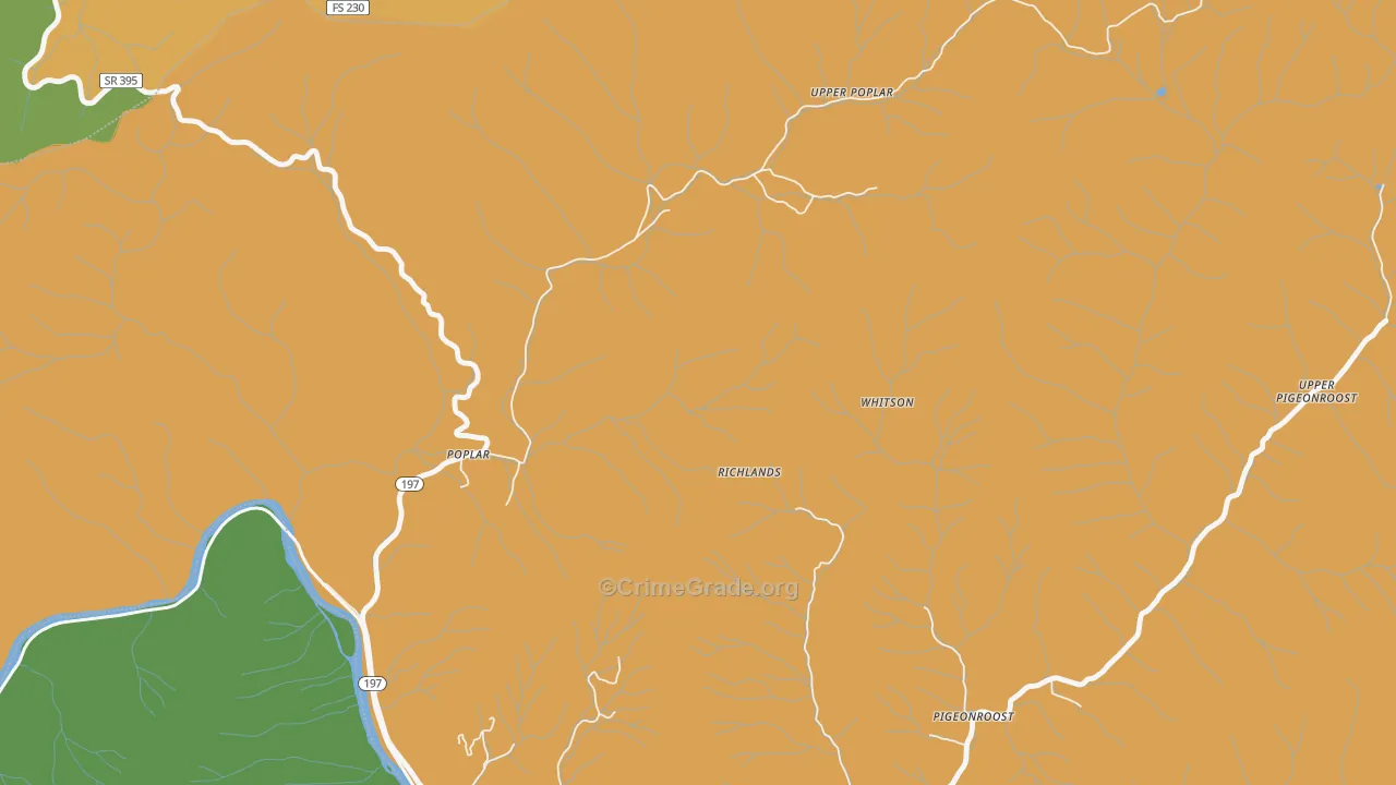 Upper Poplar, NC Map of Drug-Related Crime Rates