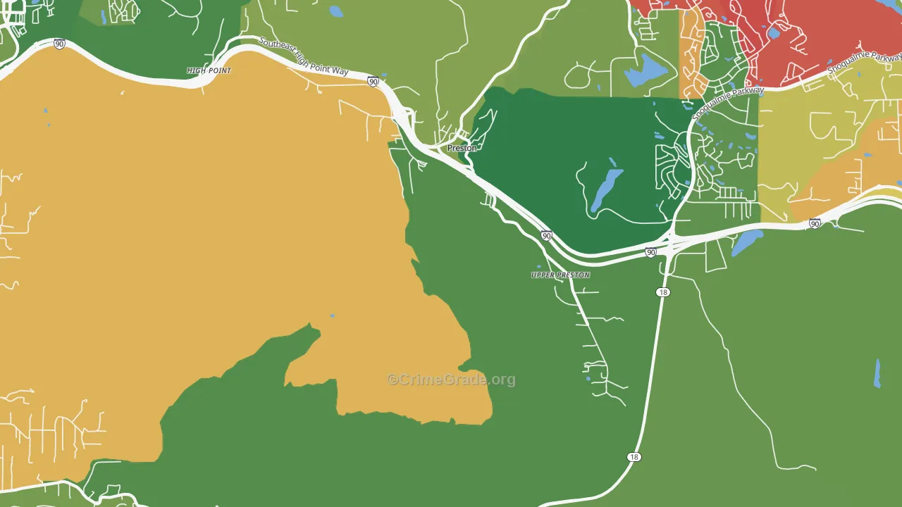 Upper Preston, WA Map of Drug-Related Crime Rates