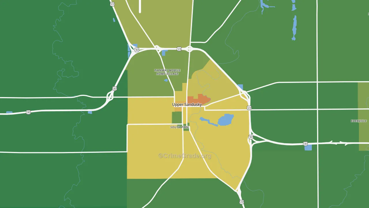 Upper Sandusky, OH Map of Drug-Related Crime Rates