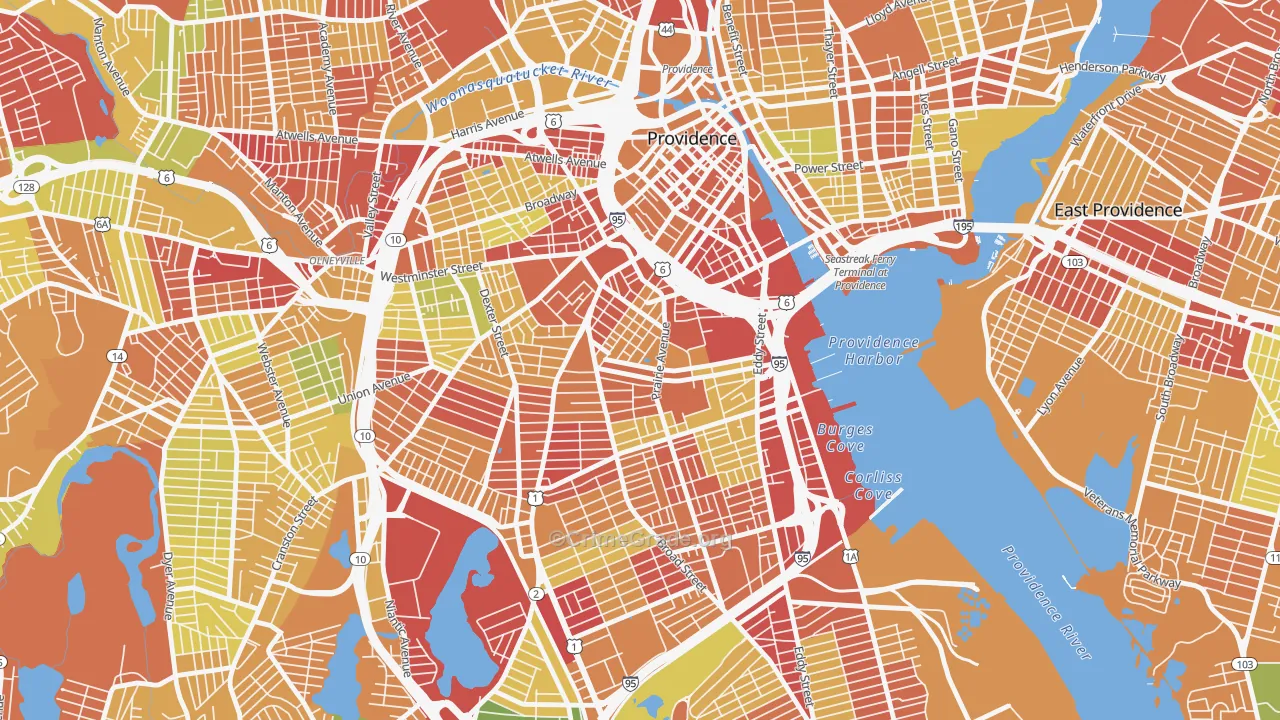 Upper South Providence, Providence, RI Map of Drug-Related Crime Rates