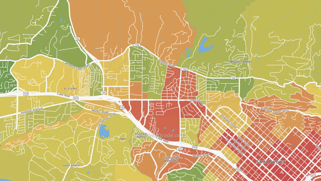 Upper State, Santa Barbara, CA Map of Drug-Related Crime Rates