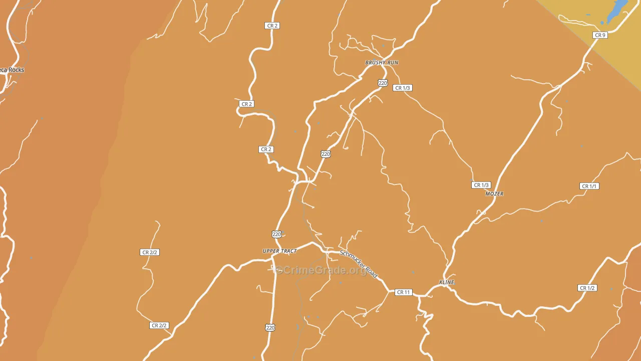 Upper Tract, WV Map of Drug-Related Crime Rates