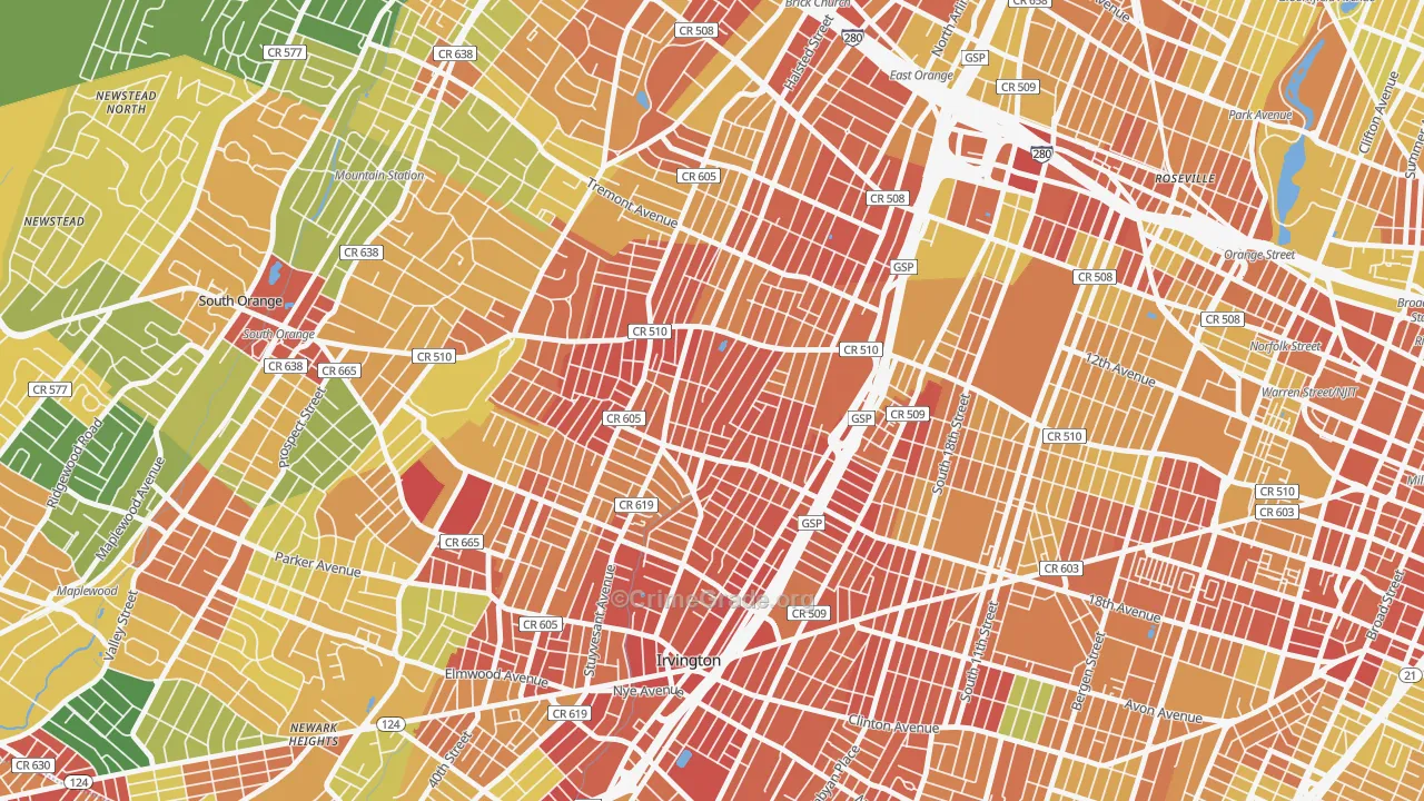 Upper Vailsburg, Newark, NJ Map of Drug-Related Crime Rates