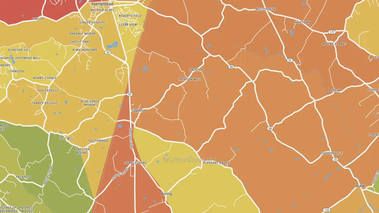 Upperco, MD Map of Drug-Related Crime Rates