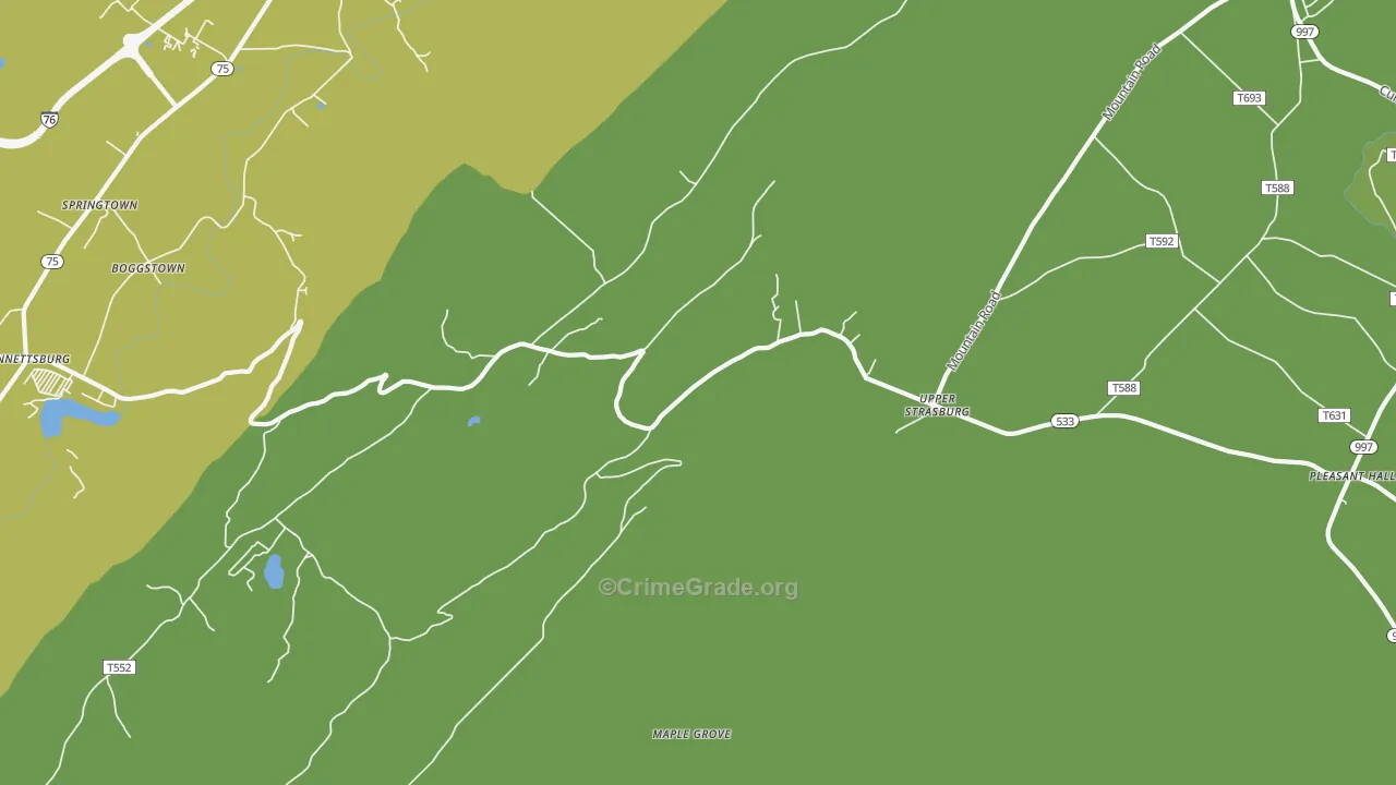 Upperstrasburg, PA Map of Drug-Related Crime Rates