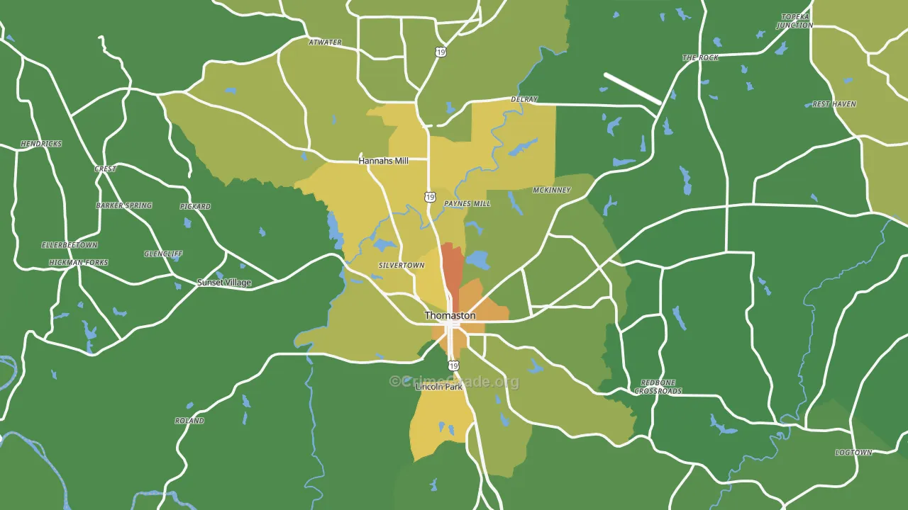 Upson County, GA Map of Drug-Related Crime Rates