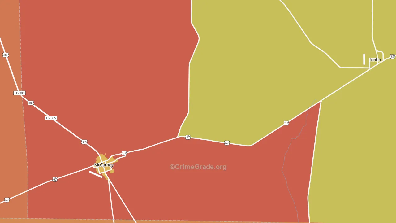 Upton County, TX Map of Drug-Related Crime Rates