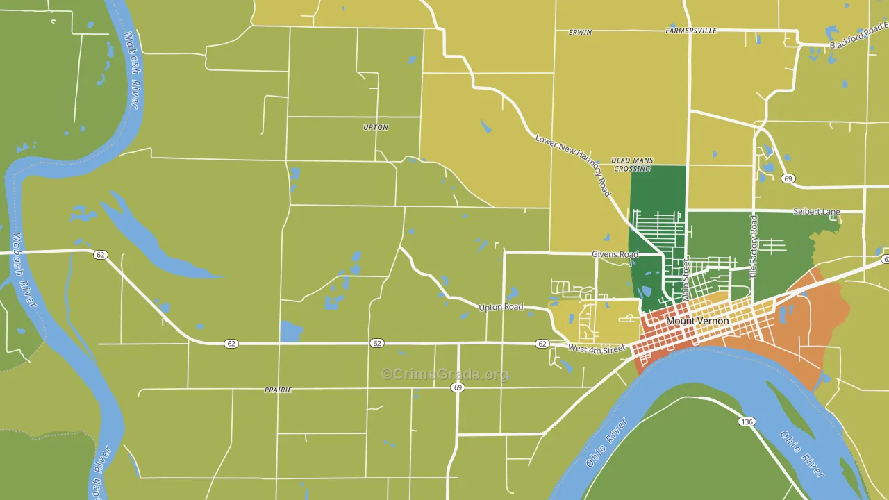 Upton, IN Map of Drug-Related Crime Rates
