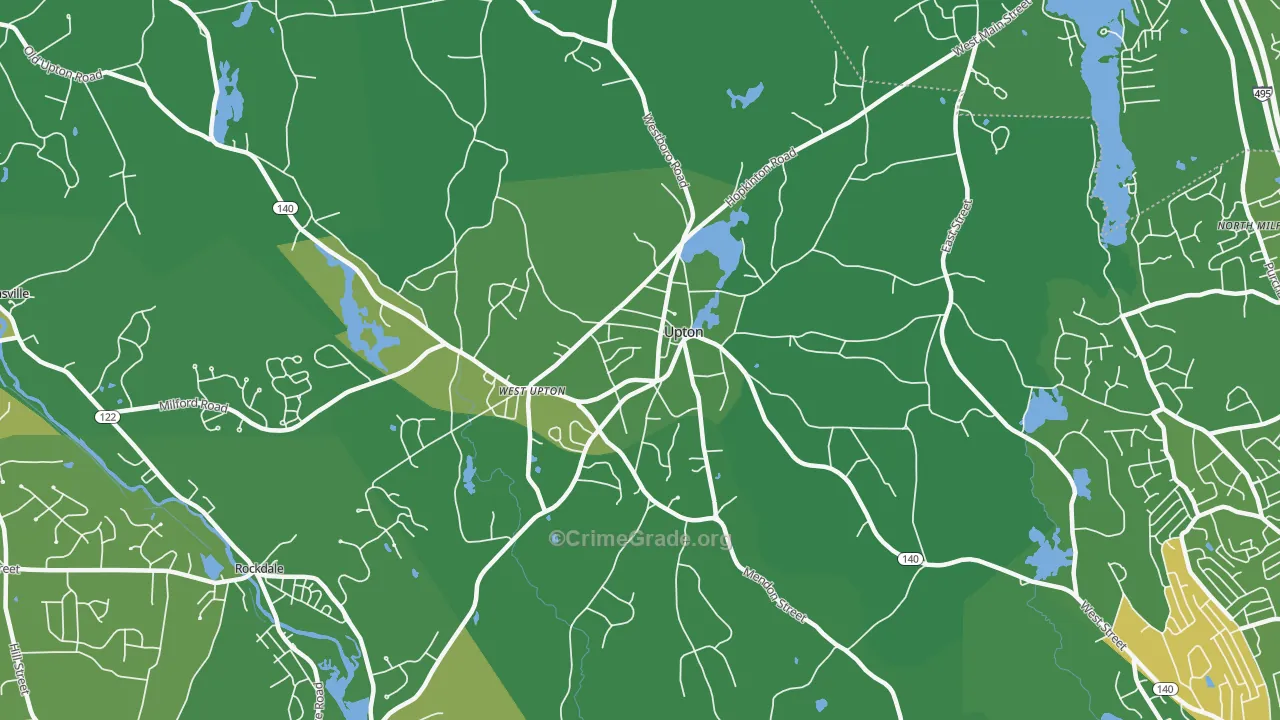 Upton, MA Map of Drug-Related Crime Rates