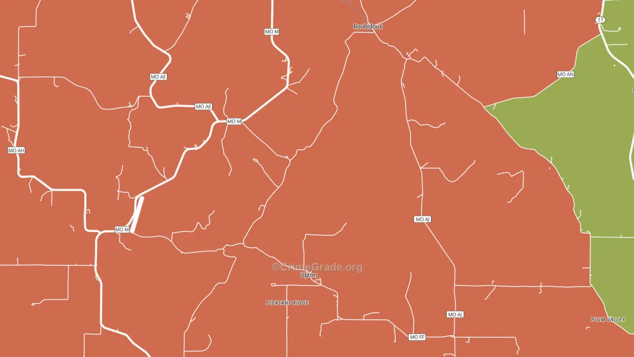 Upton, MO Map of Drug-Related Crime Rates