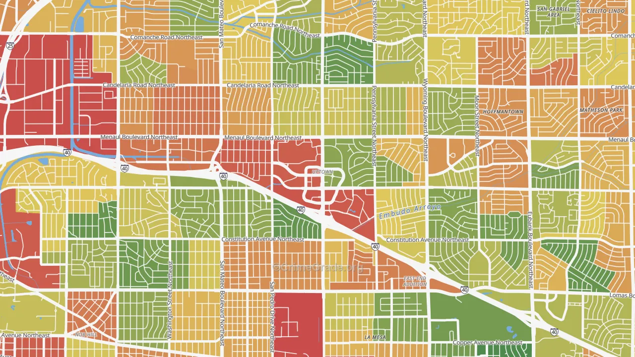 Uptown, Albuquerque, NM Map of Drug-Related Crime Rates