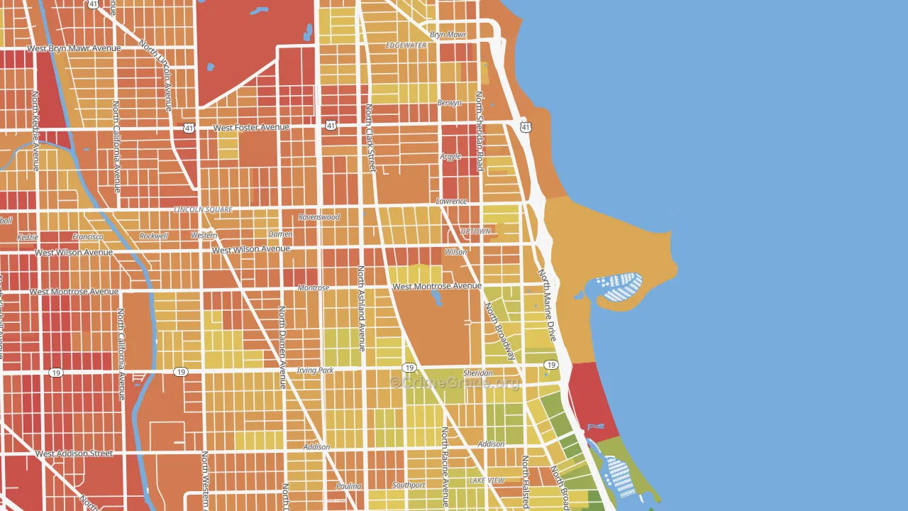 Uptown, Chicago, IL Map of Drug-Related Crime Rates