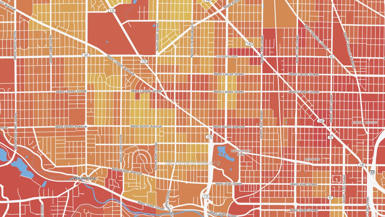 Uptown, Milwaukee, WI Map of Drug-Related Crime Rates