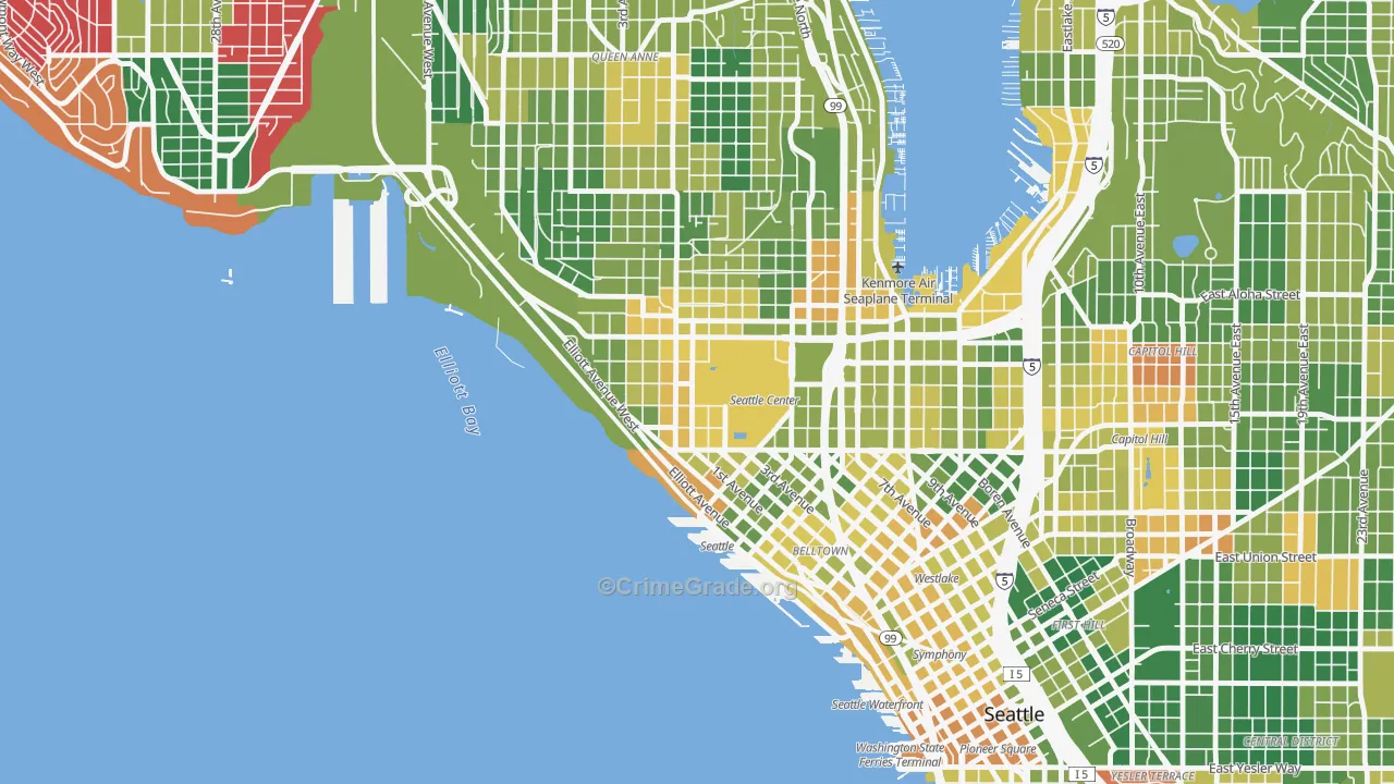 Uptown, Seattle, WA Map of Drug-Related Crime Rates