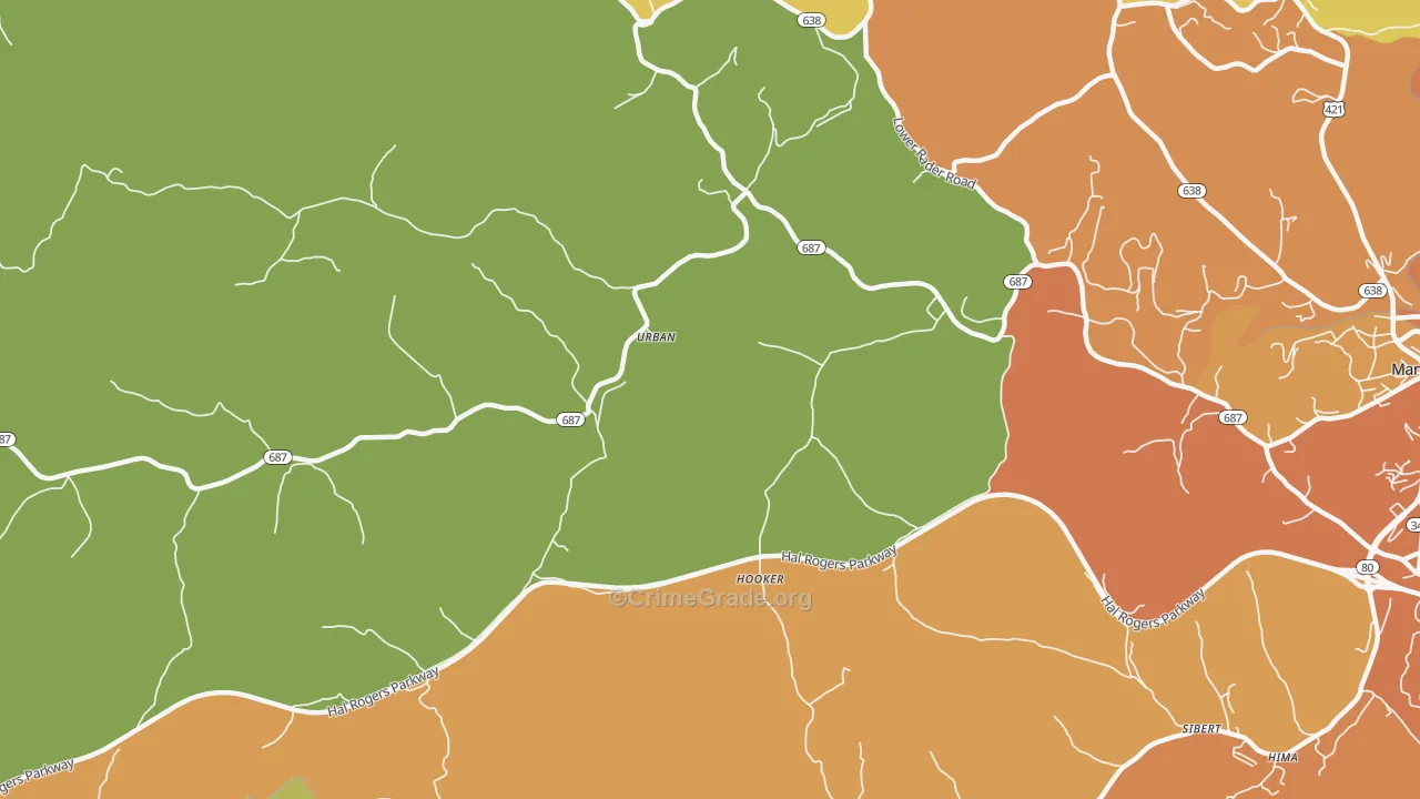 Urban, KY Map of Drug-Related Crime Rates