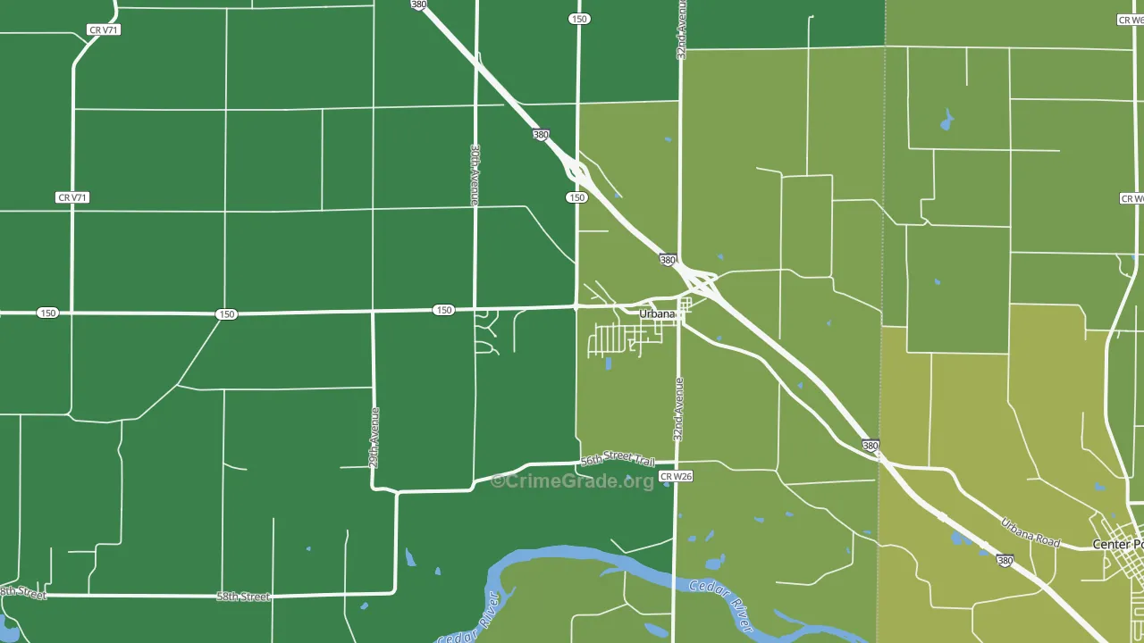 Urbana, IA Map of Drug-Related Crime Rates
