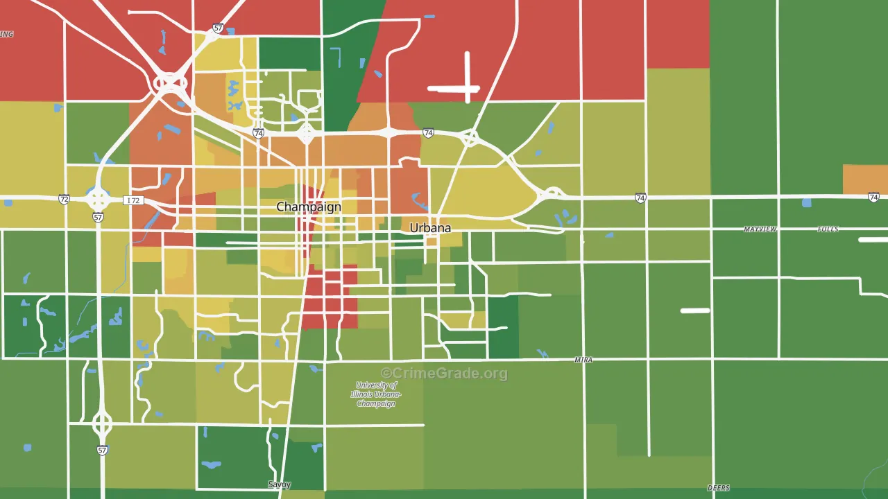 Urbana, IL Map of Drug-Related Crime Rates