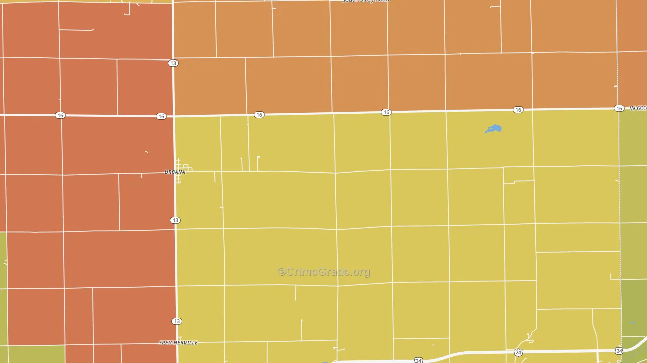 Urbana, IN Map of Drug-Related Crime Rates