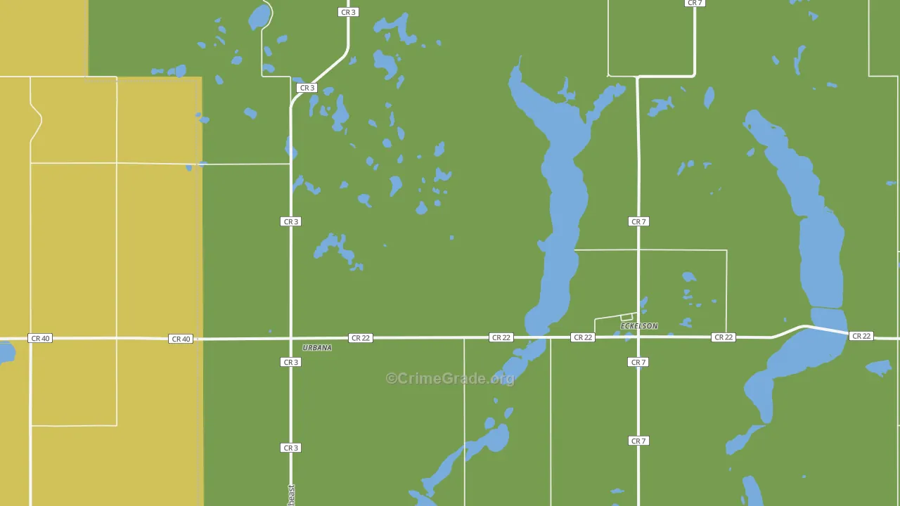Urbana, ND Map of Drug-Related Crime Rates