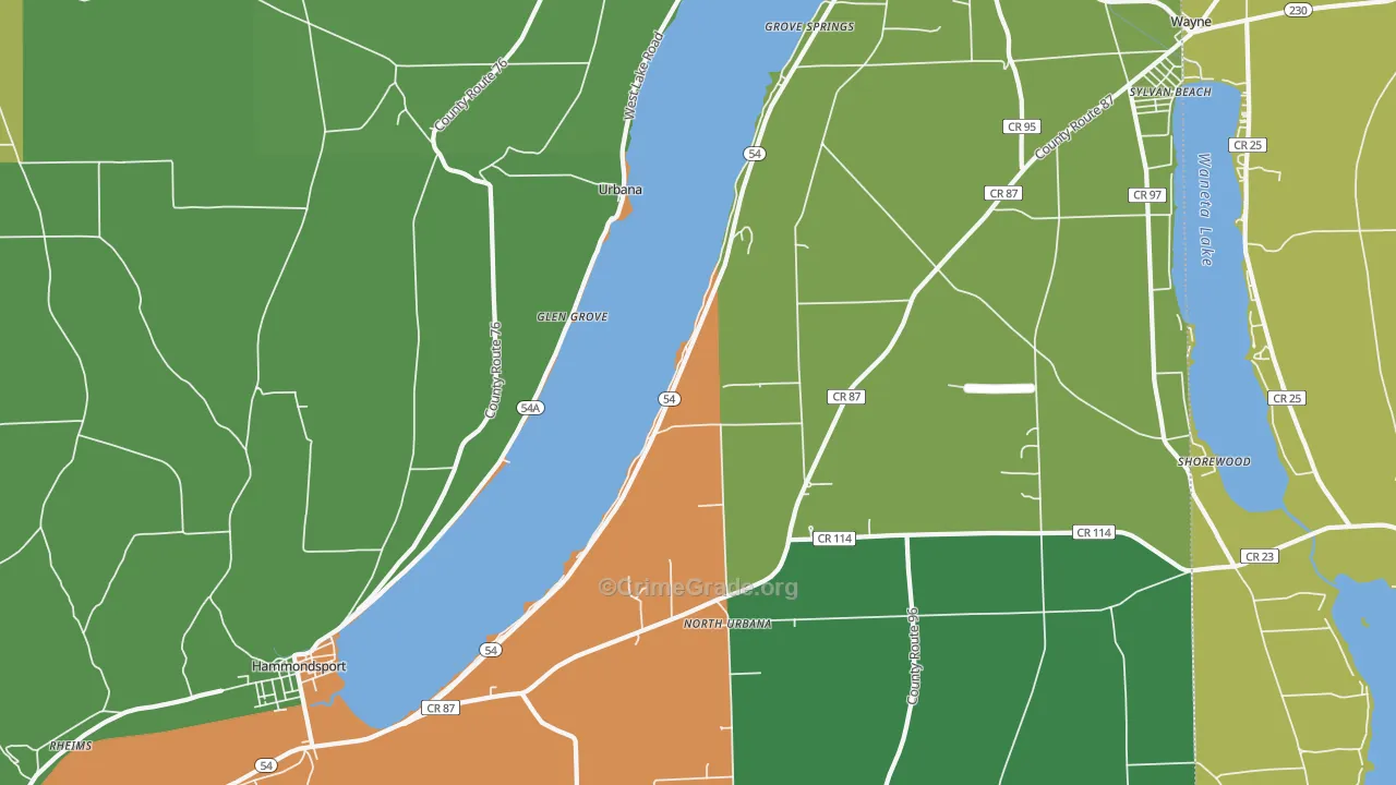 Urbana, NY Map of Drug-Related Crime Rates