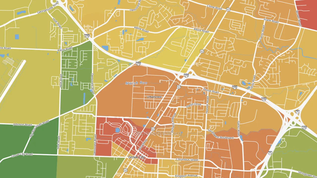 Urbancrest, OH Map of Drug-Related Crime Rates