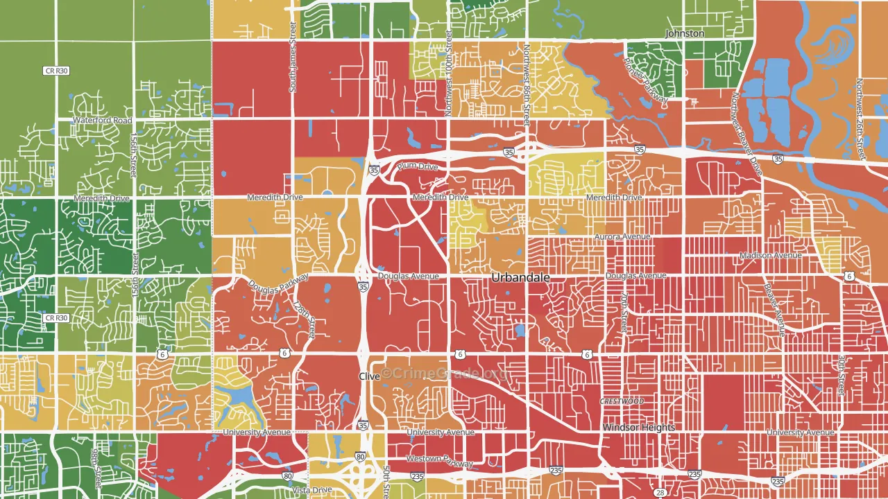 Urbandale, IA Map of Drug-Related Crime Rates