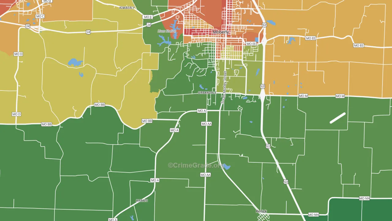 Urbandale, MO Map of Drug-Related Crime Rates
