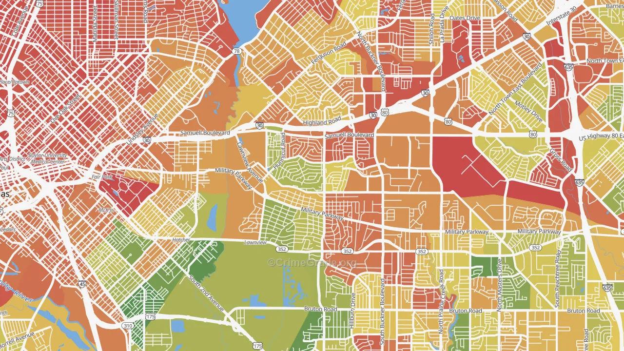 Urbandale-Parkdale, Dallas, TX Map of Drug-Related Crime Rates