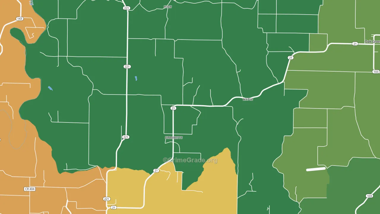 Urbanette, AR Map of Drug-Related Crime Rates
